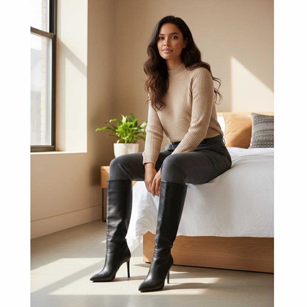 Charles by Charles David Black Knee High Stiletto Boots‎ | Size 7.5M